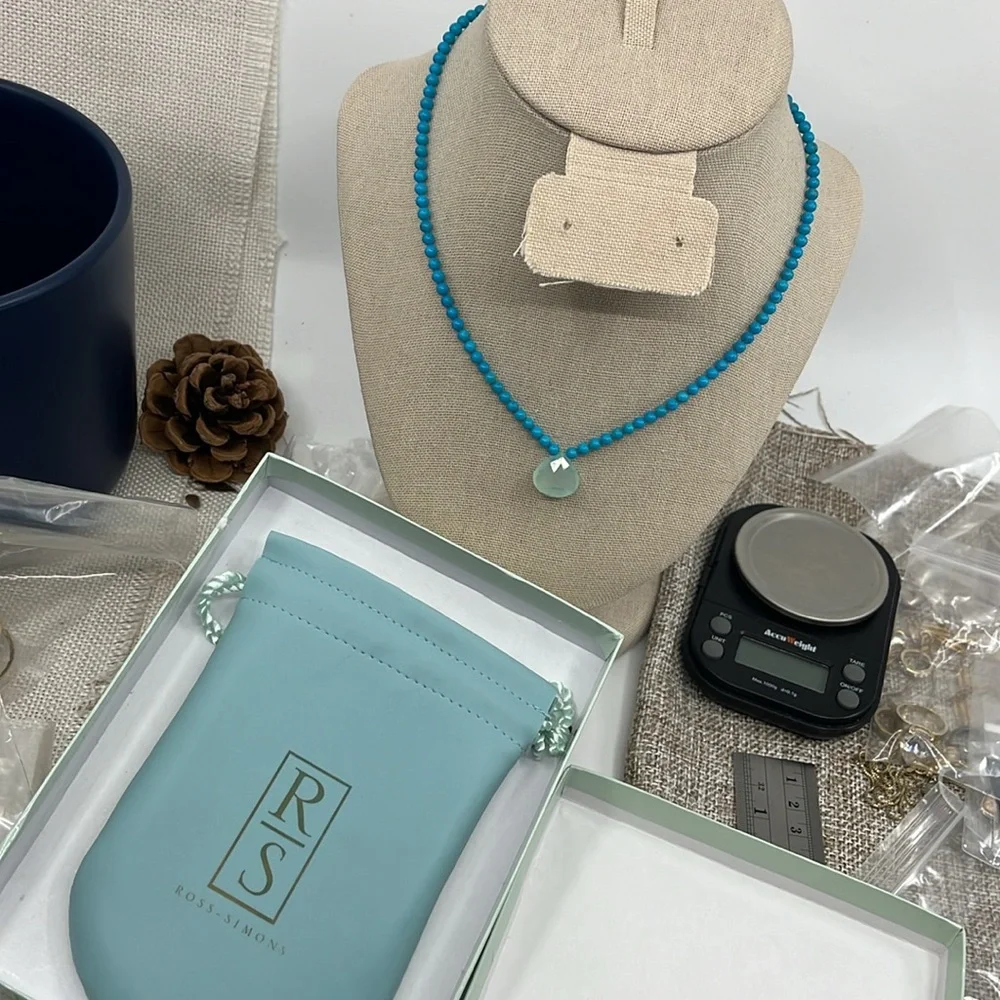 Vintage Ross Simons Necklace with Turquoise Beads & Freeform Pendant - Picture 4 of 8